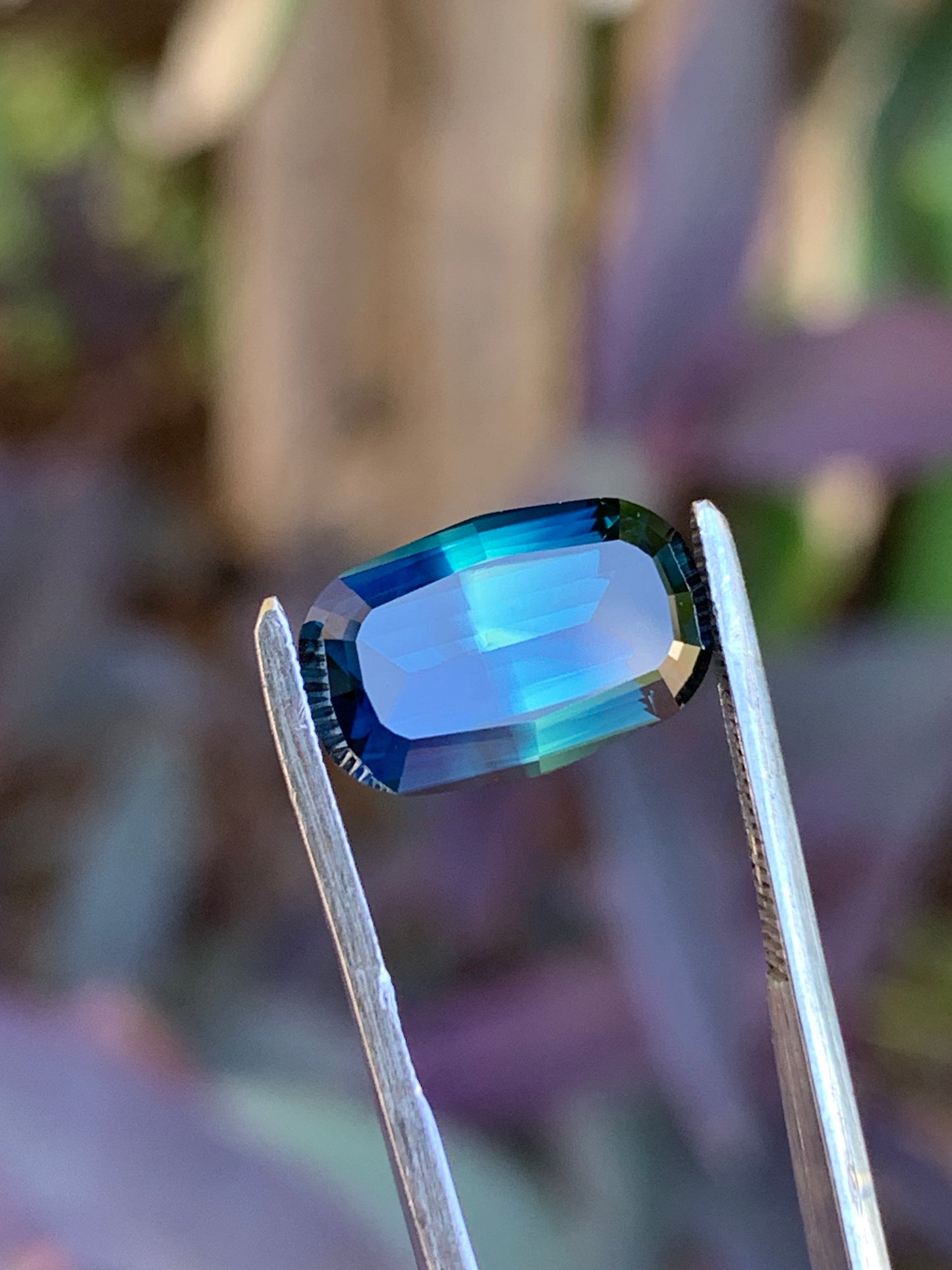 4.33ct cushion cut Teal/blue Australian Sapphire Unheated