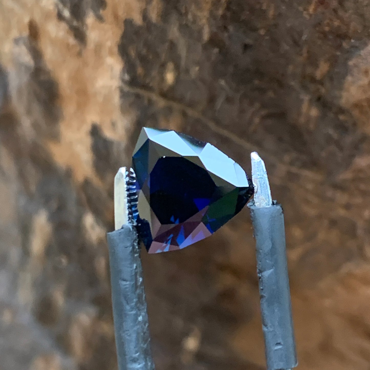 2.68ct deep Blue Trillion Sapphire