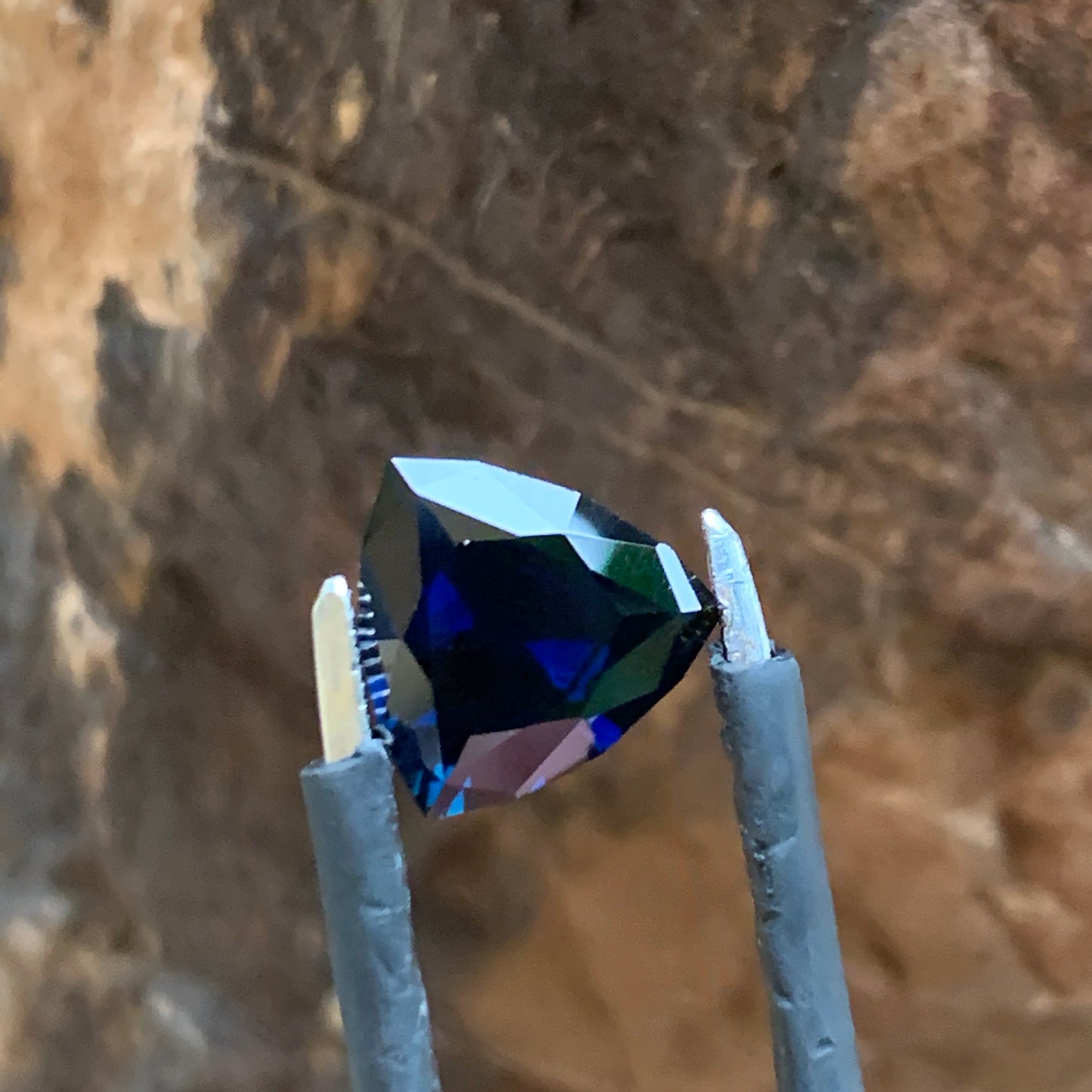 2.68ct deep Blue Trillion Sapphire