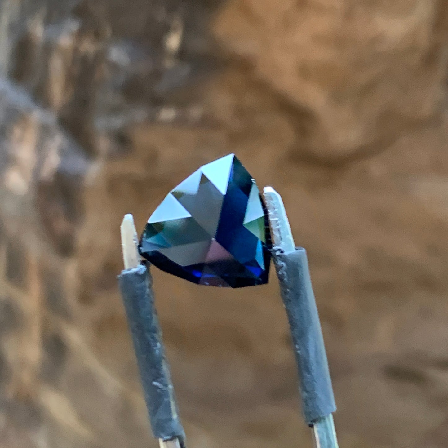 2.68ct deep Blue Trillion Sapphire