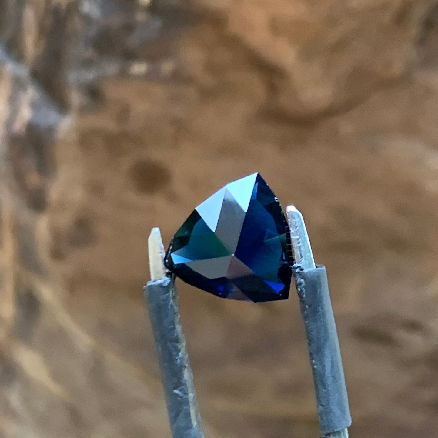 2.68ct deep Blue Trillion Sapphire