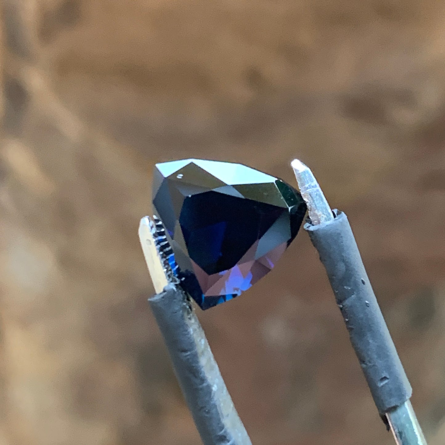 2.68ct deep Blue Trillion Sapphire