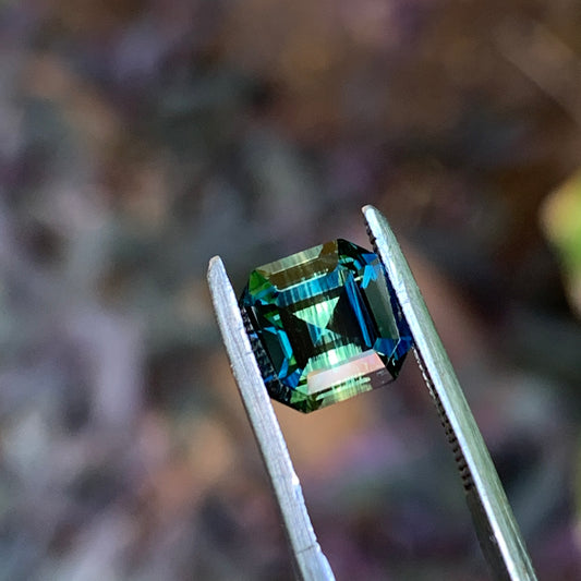 2.1ct Emerald Square cut Australian Parti Sapphire