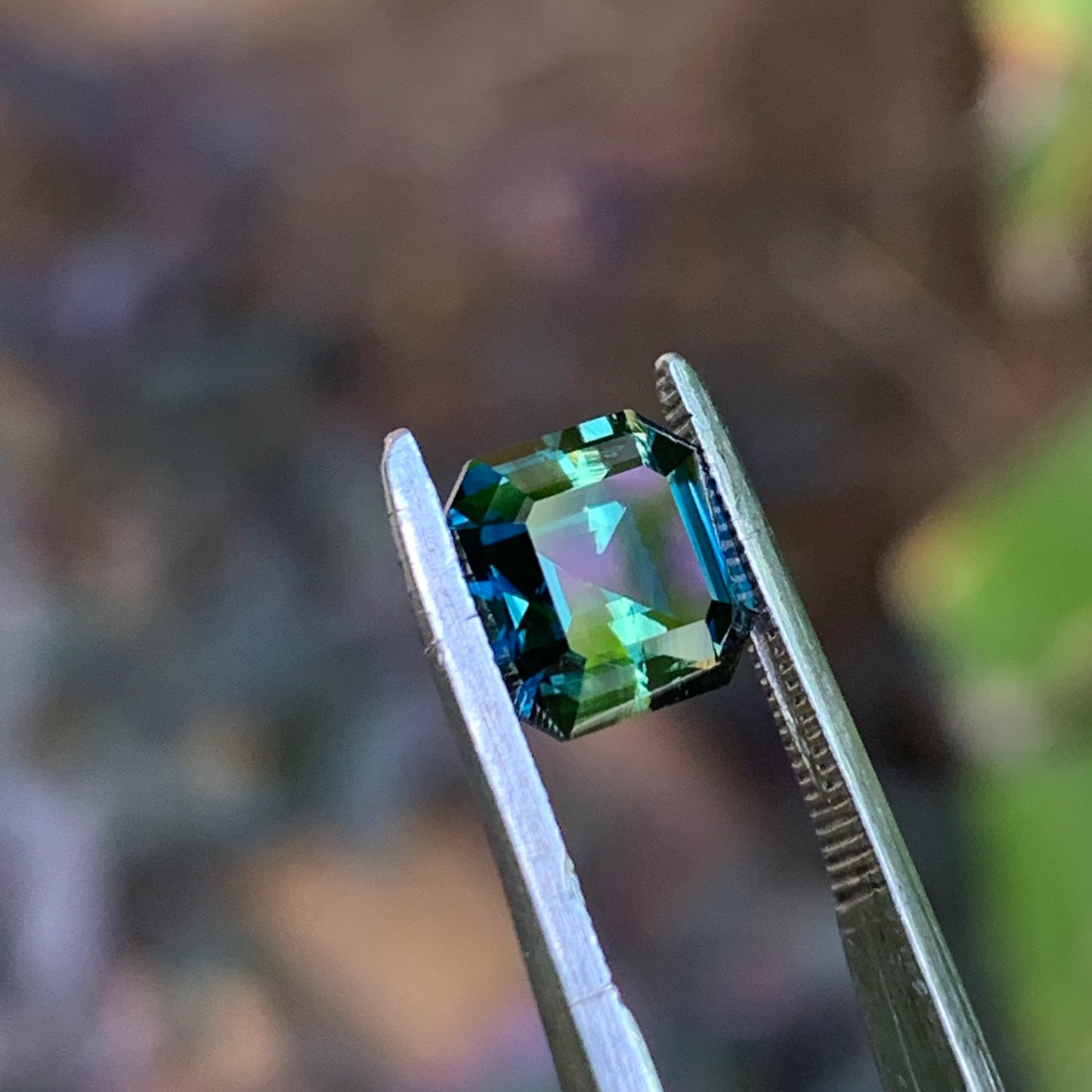 2.1ct Emerald Square cut Australian Parti Sapphire