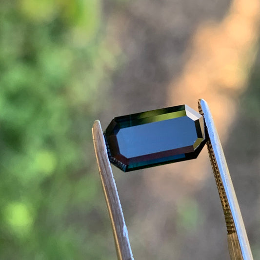 2.41ct Dark Blue Emerald Cut Australian Sapphire