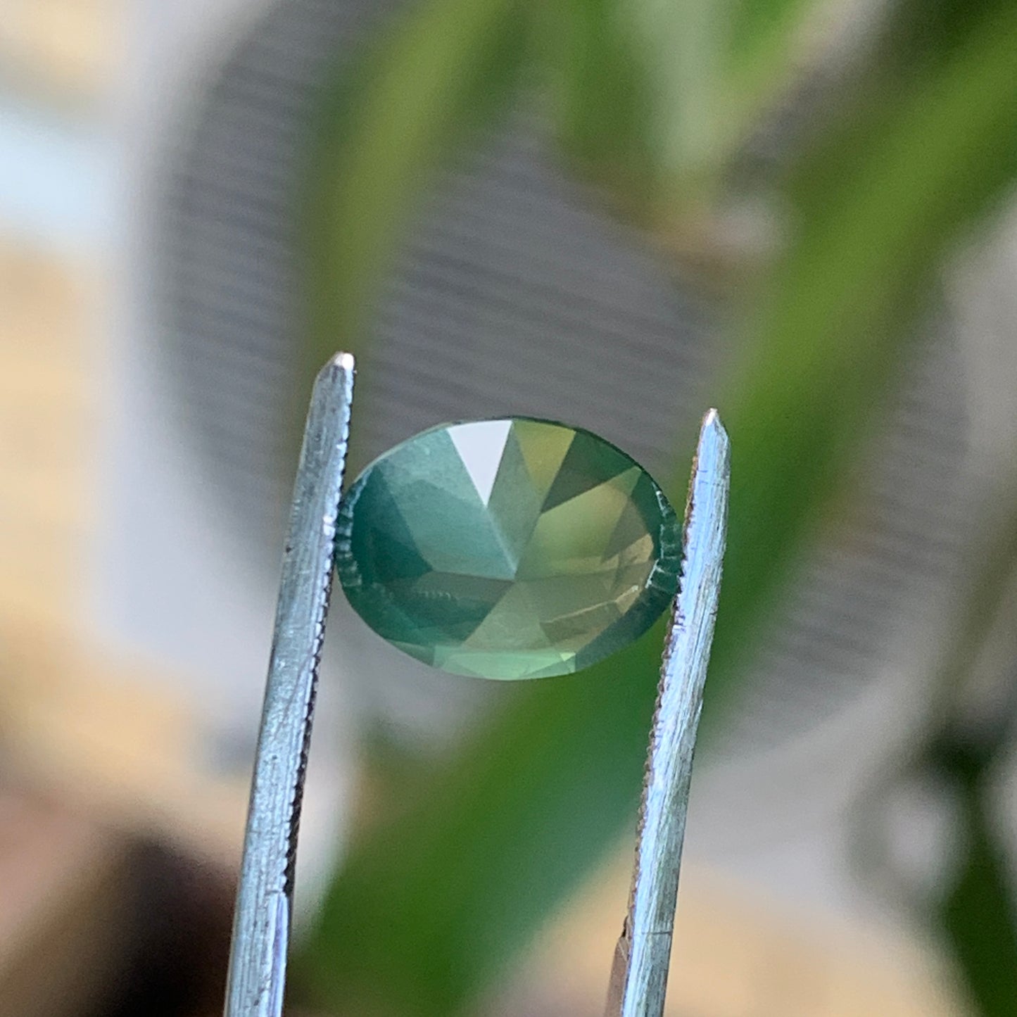 2.3ct opalescent green oval - Australian unheated Sapphire