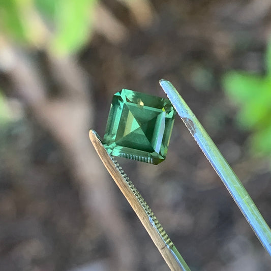 1.56ct Square asher cut green Sapphire