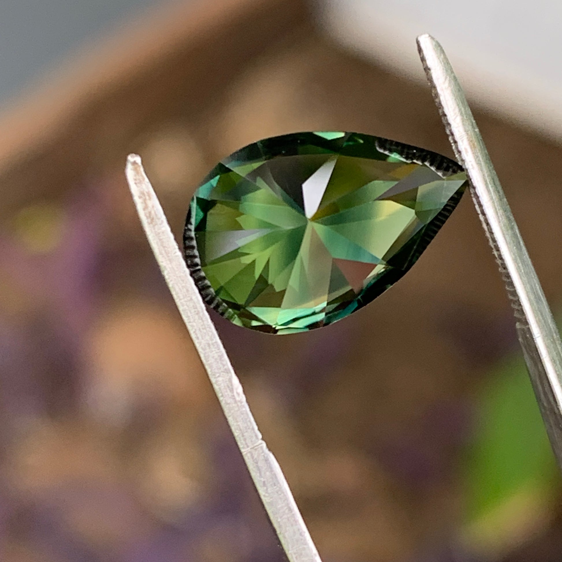 3.85ct Pear Parti Australian Sapphire Unheated - Front Angled View