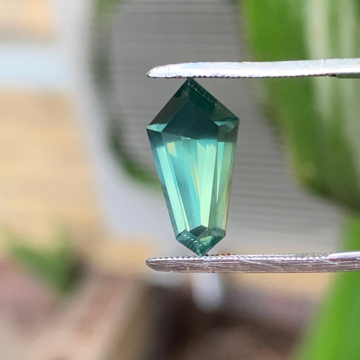 3.25ct Kite shaped opalescent green sapphire - australian unheated