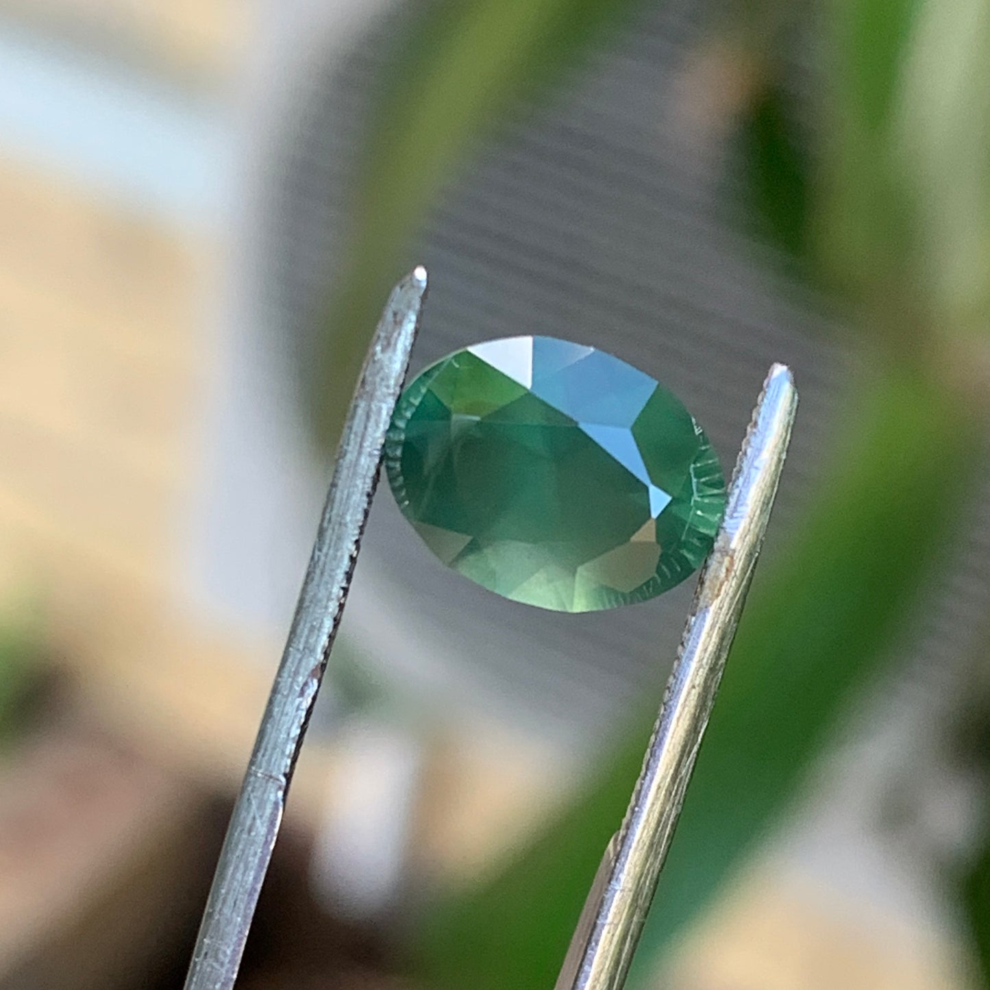 2.3ct opalescent green oval - Australian unheated Sapphire