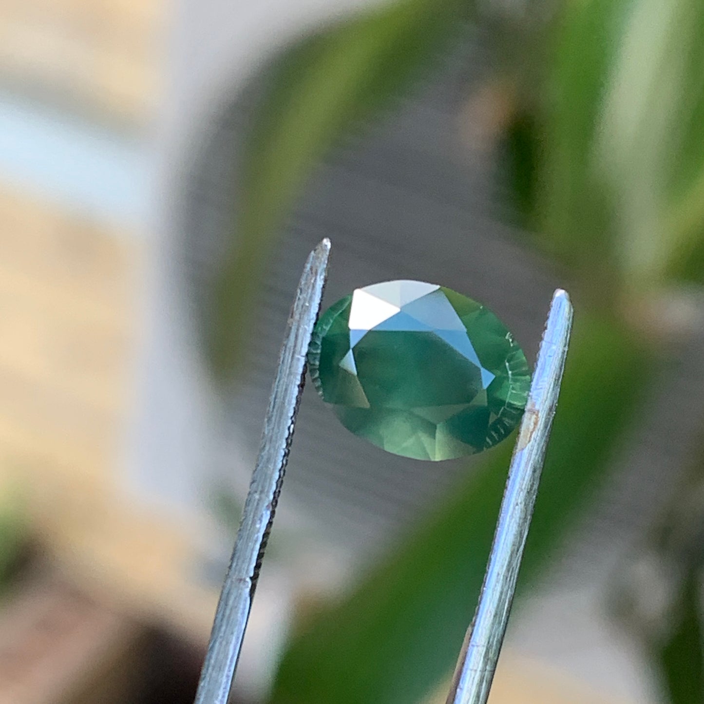 2.3ct opalescent green oval - Australian unheated Sapphire