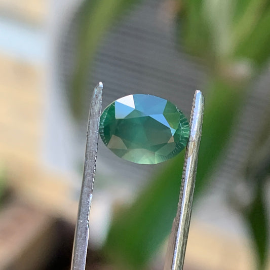 2.3ct opalescent green oval - Australian unheated Sapphire