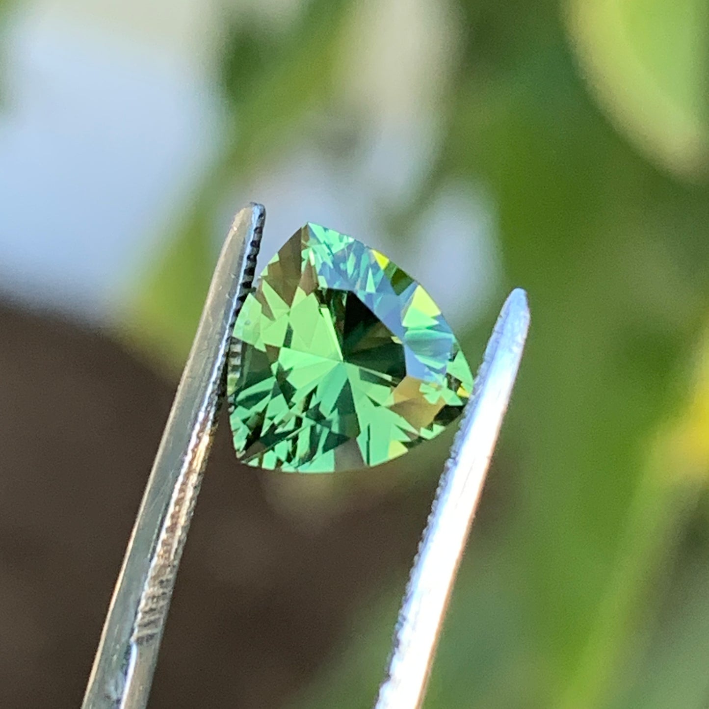 1.68 ct Green Trillion Australian Sapphire Unheated - Front View 2