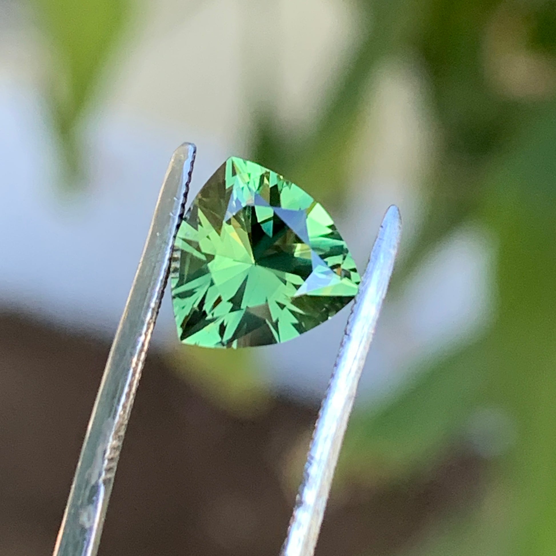 1.68 ct Green Trillion Australian Sapphire Unheated - Front View 2